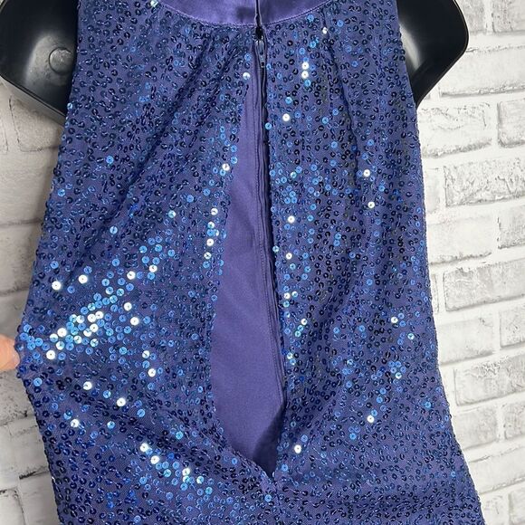 Betsey Johnson Silk Blue Sequins Evening Dress Cocktail Prom Party Size 2 - Picture 5 of 8